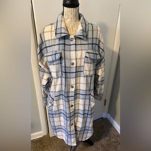 CI SONO-PLAID COLLECTION SHACKET DUSTER JACKET SIZE LARGE